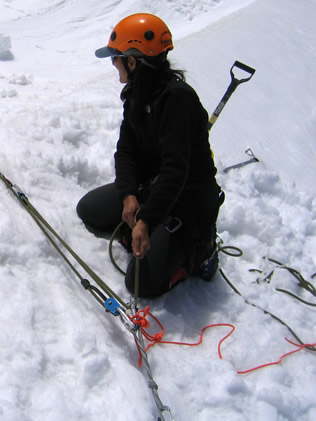 Climbers Cross a Crevasse