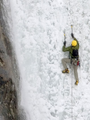 Climber on Bridal Veil Falls 