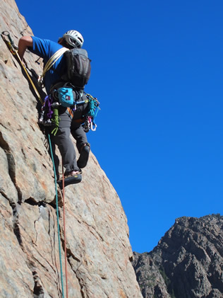 Reaching high on Steort's Arete