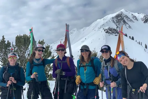 A group of women backcountry skiing