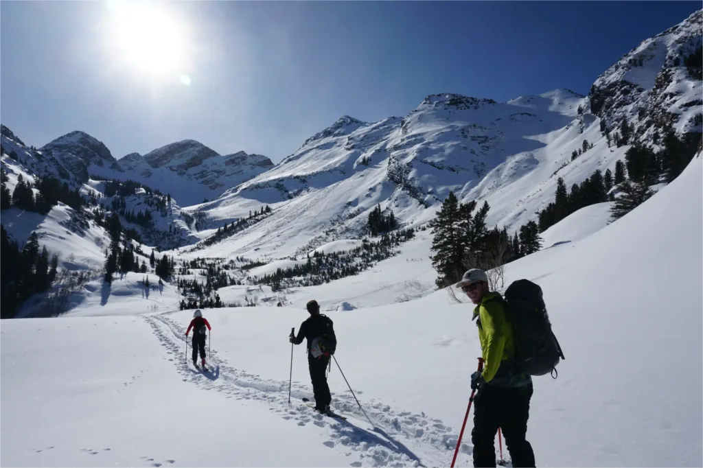 backcountry skinning into broads fork bonkers salt lake twins dromedary sunrise peak uma